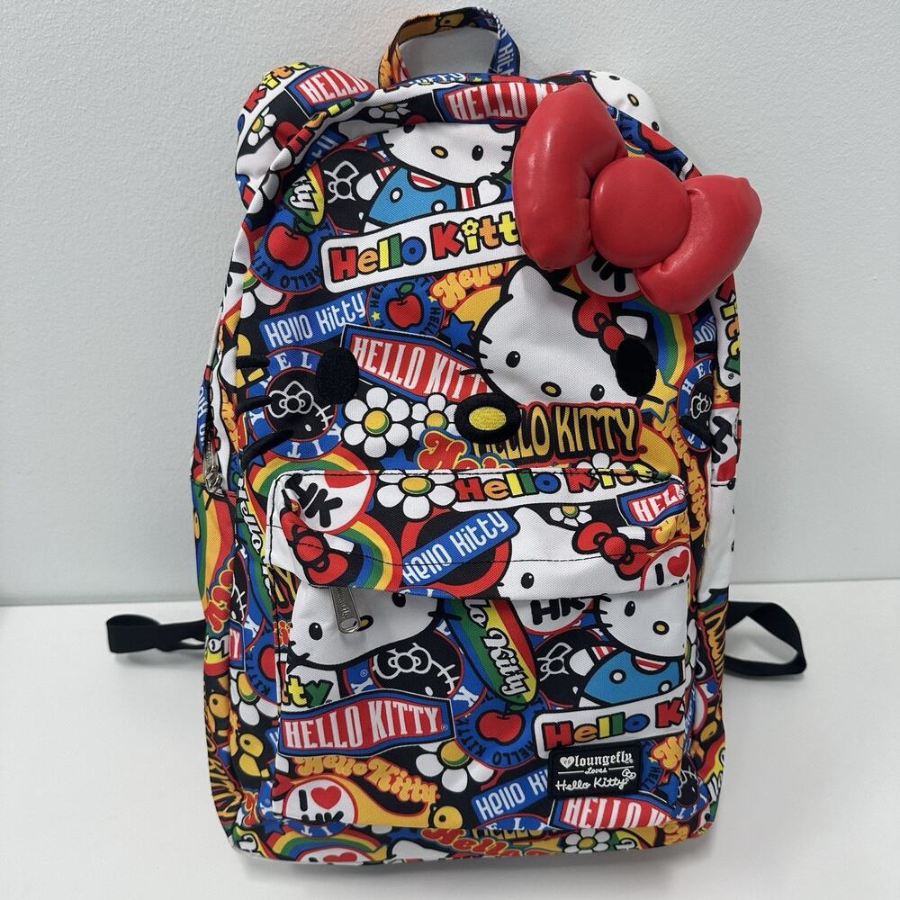 Vintage 2016 Loungefly x Hello Kitty Backpack RARE Multicolor Print - Mint Cond.